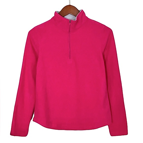 Danskin Now Quarter Zip Performance Fleece Hot Pink Magenta Pullover L (12-14) - Picture 8 of 13
